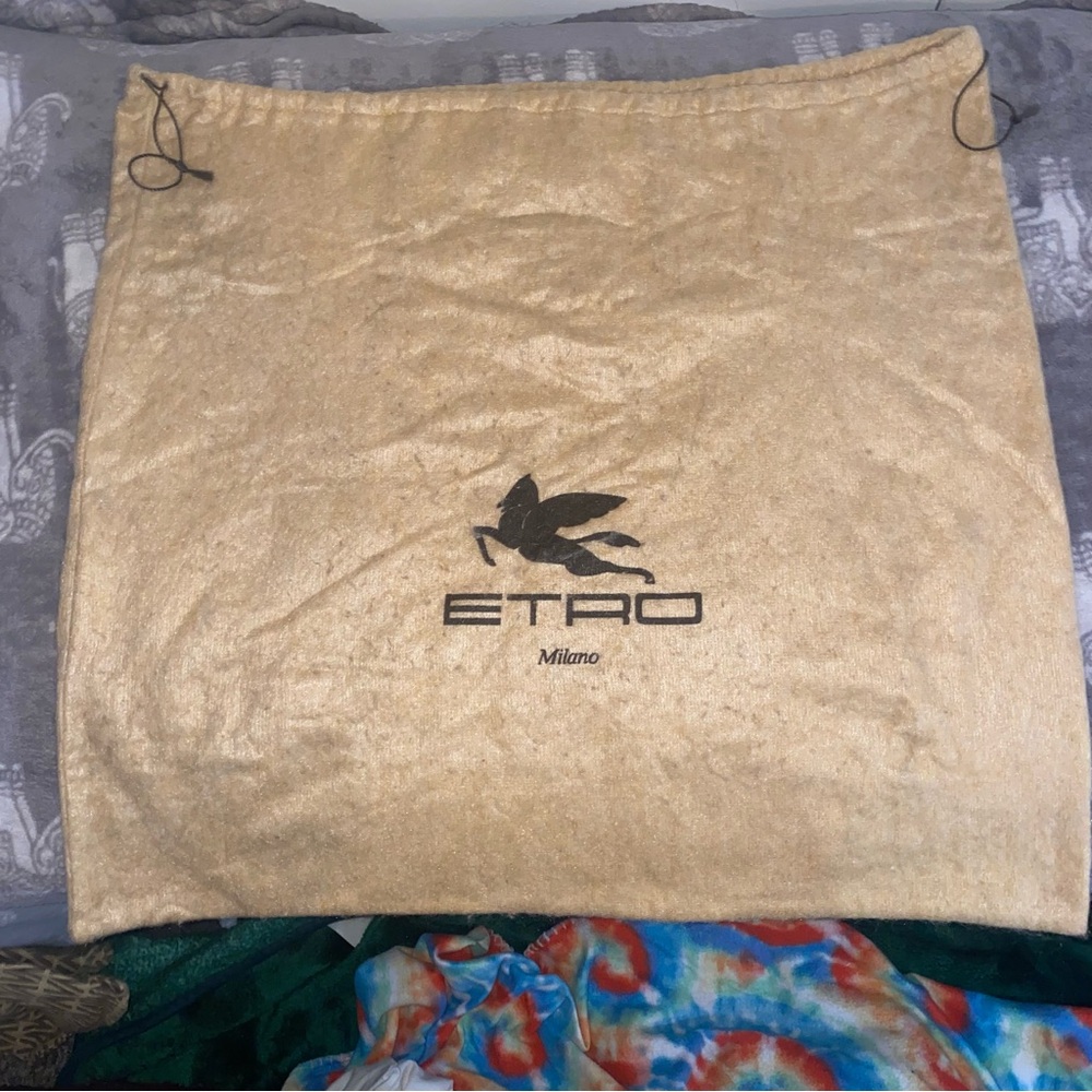 Etro Gold Drawstring Dust Bag with Black Logo